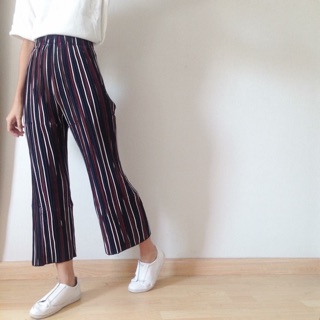 ♡ Navy-Red 🎈 Two tone  midi pleated pants ♡