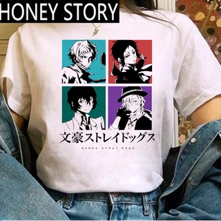 เสื้อยืด พิมพ์ลายกราฟฟิคการ์ตูนกราฟฟิค Bungou Stray Dogs สไตล์ญี่ปุ่น ฮาราจูกุ แนวสตรีท เหมาะกับฤดูร้อน สําหรับผู้หญิง แ