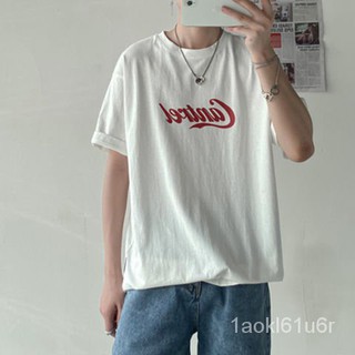 เสื้อยืด เสื้อยืดแขนสั้นแขนสั้นชายinsคลื่นลูกใหม่ของเวอร์ชั่นเกาหลีใหม่ของเครือข่ายสีแดงซูเปอร์ไฟคู่ครึ่งแขนTเสื้อฤดูร้อ