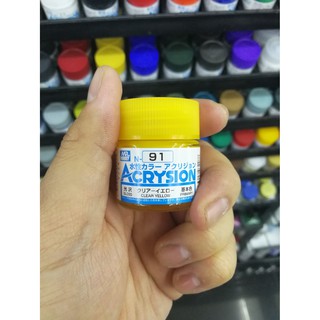 สีสูตรน้ำ Mr.Acrysion Color N91 CLEAR YELLOW (Gloss) 10ml