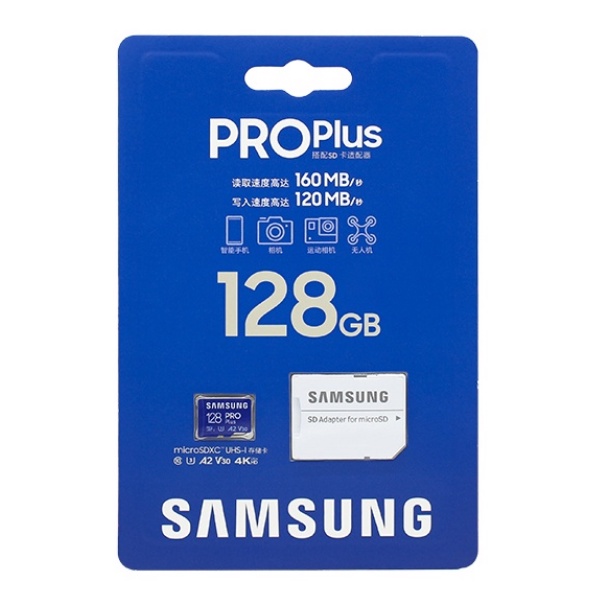 Samsung 128GB PRO Plus Micro SDXC With SD Adapter (180GB/s
