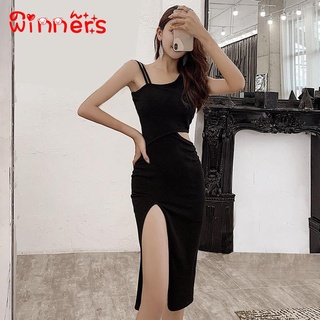 ภาพหน้าปกสินค้าSexy Fashion Temperament Slim Waist Split Bodycon Dress Ladies All-match Bottoming Dress ที่เกี่ยวข้อง