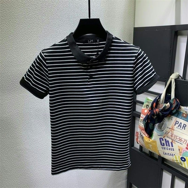 ฤดูร้อนผู้ชายหล่อเสื้อโปโลผู้ชาย-self-cultivation-ลายน้ำแบรนด์เสื้อยืดครึ่งแขนสั้นสีทึบเสื้อยืดแขนสั้นสำหรับชาย