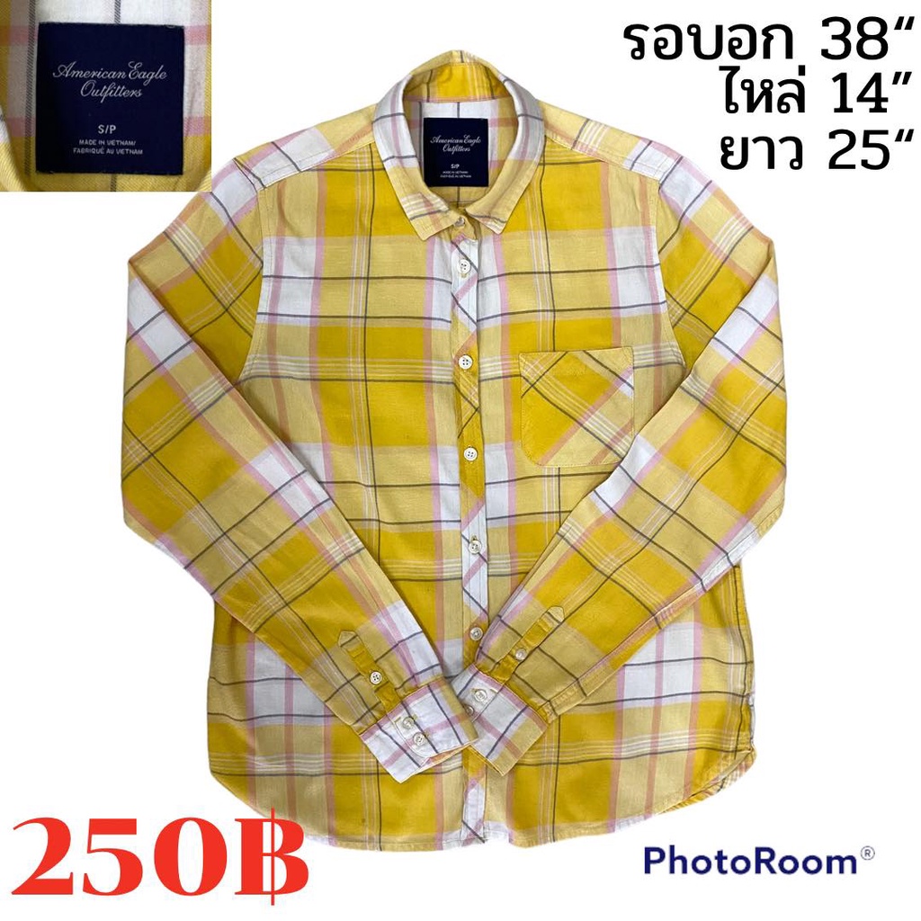 เสื้อลายสก็อตamerican-eagle-ของแท้มือ2สภาพ9-10