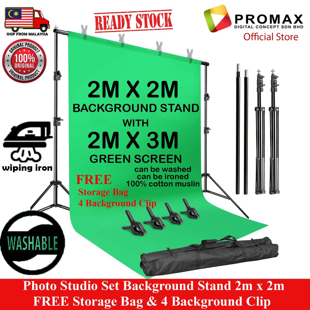 2x2m ขาตั้งพื้นหลังสตูดิโอ 2m x 2m + หน้าจอสีเขียว 2X3M ล้างทําความ ...