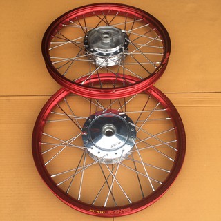 ชุดล้อ ซี่ลวดโยโก ขอบล้อสีแดงบันไซ 1.40x17 (Wave 100s,110i,125i,125iปลาวาฬ,125R ) 1 คู่ ล้อสี ล้อโล ขอบล้อ Rim