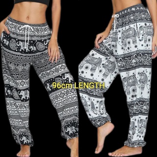 SALE!! UNISEX HAREM PANTS/ ELEPHANT PRINT/ WITH ELASTIC/96cm length/กางเกงฮาเร็ม unisex / ลายช้าง / ยางยืด / ยาว 96 ซม.