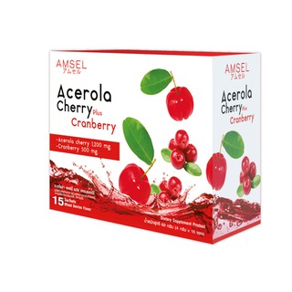 ภาพขนาดย่อของภาพหน้าปกสินค้าAmsel Acerola Cherry Plus Cranberry (15 Sac) แอมเซล อะเซโรล่า เชอร์รี่พลัส แคนเบอร์รี่ วิตามินซีบำรุงผิวใส (15ซอง) จากร้าน supermarket บน Shopee ภาพที่ 1