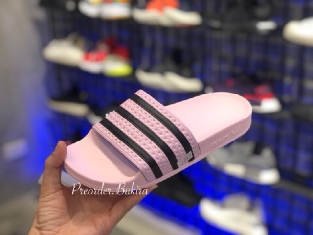 adidas-adilette-สีชมพูคาดดำ-แท้-จากช้อปมีกล่อง