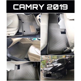 พรมปูพื้นรถยนต์6D TOYOTA CAMRY 2019 หนาPUแท้ หนานุ่มพิเศษ สีเทาด้ายทอง เต็มคัน (3ชิ้น)