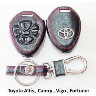 ปลอกกุญแจ ซองหนัง ใส่ กุญแจรถยนต์ Toyota Altis  |  Camry  |  Vigo  |  Fortuner ซองหนังหุ้มกุญแจรถยนต์ สีดำ