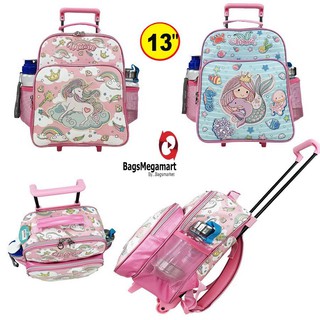 Bagsmarket_luggage🔥🎒Kids Luggage 13" กระเป๋าเป้มีล้อลากสำหรับเด็ก กระเป๋านักเรียน สินค้าลิขสิทธิ์แท้ Mermaid