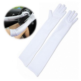 Fin 1 ถุงมือกันแดด แขนยาว กันยูวี กันมือดำ ใช้ขับรถ เล่นกอล์ฟ 1 Pair Long Gloves UV Protection No. 2356 สีขาว