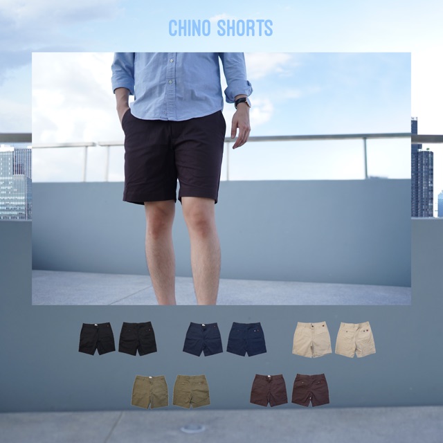 กางเกงขาสั้นผู้ชาย-16-นิ้ว-ผ้าชิโน่-คอตตอน-100-chino-shorts-dark-brown-สีน้ำตาลเข้ม