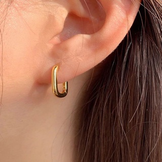 S925 U hoop earring ต่างหูห่วง สีทอง ทรงตัว U เงินแท้ สไตล เกาหลีแฟชั่น ผู้หญิง พร้อมส่ง ร้านไทย
