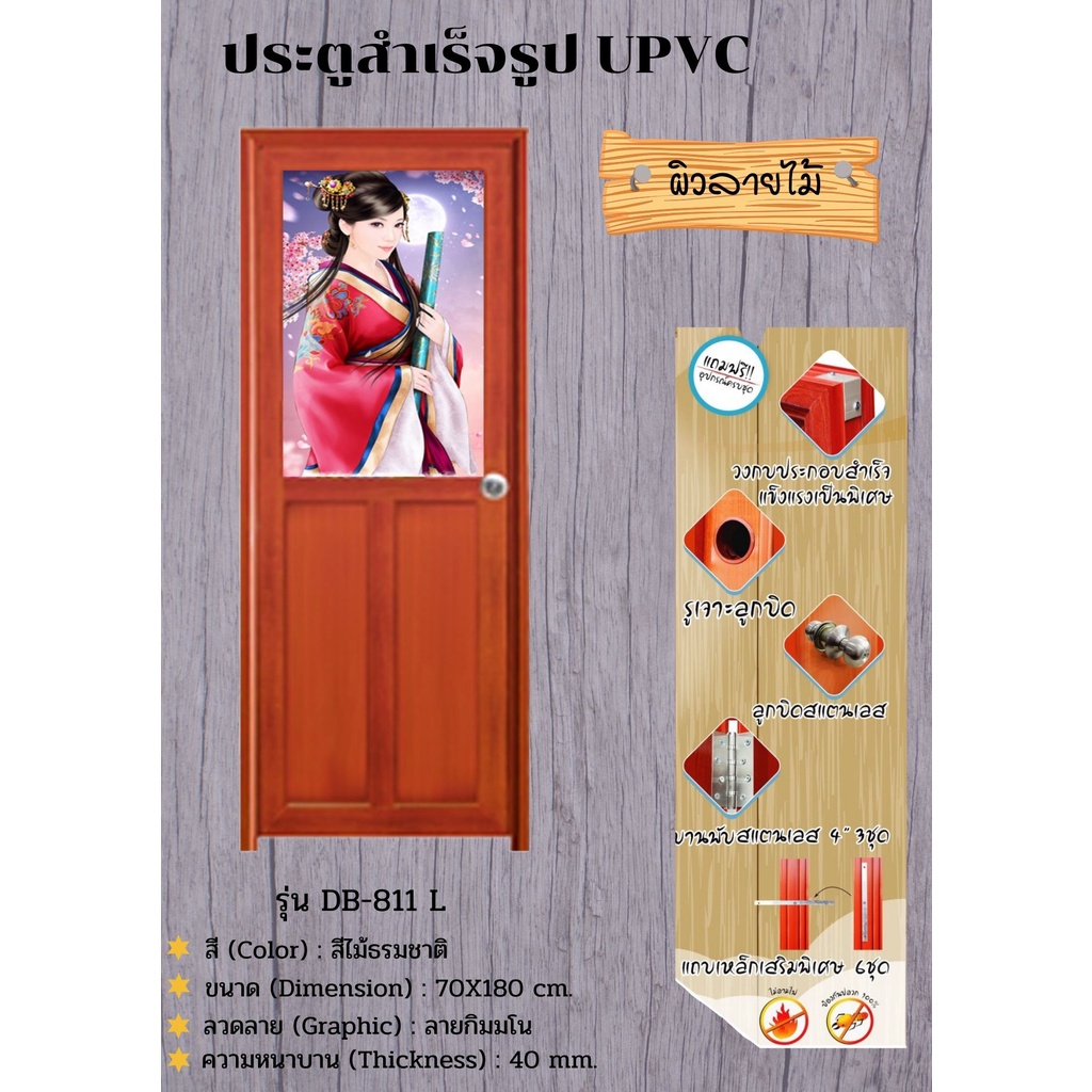 ประตูสำเร็จรูป-ซิตี้-city-ประตูupvc-ประตูกระจกครึ่งบาน-ขนาด-70x180cm-เปิดซ้าย-รุ่น-db811-l-ประตูพร้อมลูกบิด