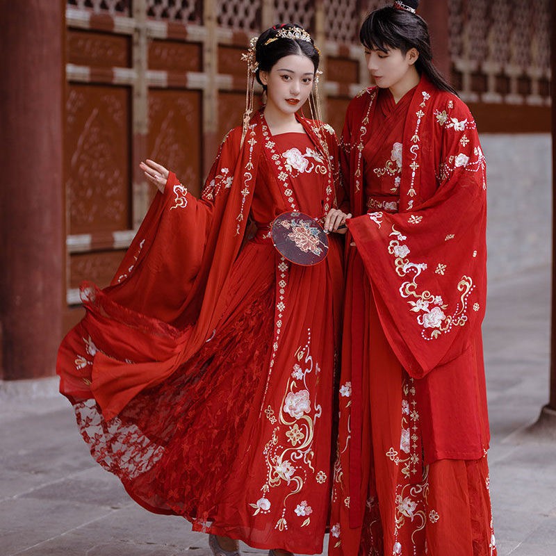 ชุดจีนโบราณ-เสื้อผ้าคู่รัก-ชุดสูทสีแดง-hanfu-ชุดจีนโบราณเดรส-ชุดจีนโบราณผู้หญิง-ชุดแต่งงานจีน-hanfu-ชาย-หญิง