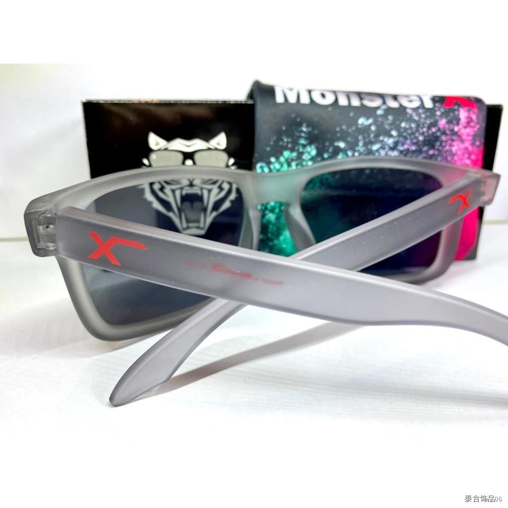 แว่นกันแดด MonsterX กรอบสีดำขุ่น โลโก้แดงเลนส์สีดำเ | Shopee Thailand