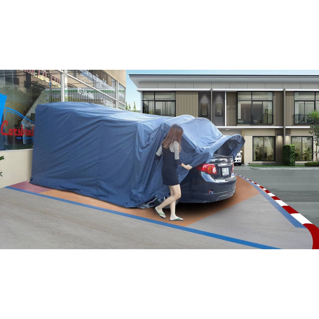 โรงจอดรถสำเร็จรูป-carsbrella-รุ่น-container-size-s-สำหรับจอดรถยนต์ขนาดเล็ก-กลาง-ประกอบและติดตั้งง่าย