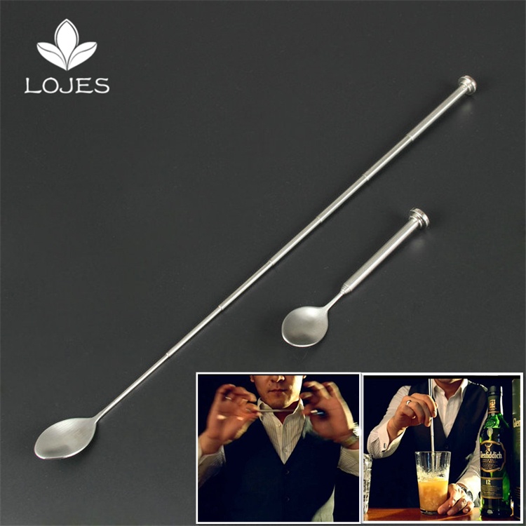 ค๊อกเทลปั่นStainless Steel Retractable Bar Spoon Bar Tools Bartender