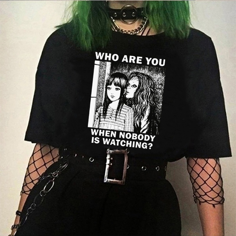 คุณเป็นใคร-tomie-junji-ito-t-เสื้อผู้หญิงญี่ปุ่นสยองขวัญมังงะอะนิเมะ-gothic-เสื้อยืดผ้าฝ้ายแขนสั้น-tee-น่ารัก-grunge-top