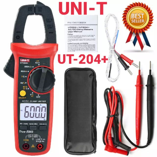 คลิปแอมป์-uni-t-ut204-600a-ac-dc-แคล้มป์มิเตอร์-มิเตอร์วัดไฟดิจิตอล-มิเตอร์วัดไฟ-มัลติมิเตอร์ดิจิตอล