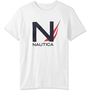 เสื้อยืดโอเวอร์ไซส์ใหม่ล่าสุด Nautica เสื้อยืดคอกลม แขนสั้น พิมพ์ลายกราฟฟิค สีขาว สําหรับผู้ชายS-4XL