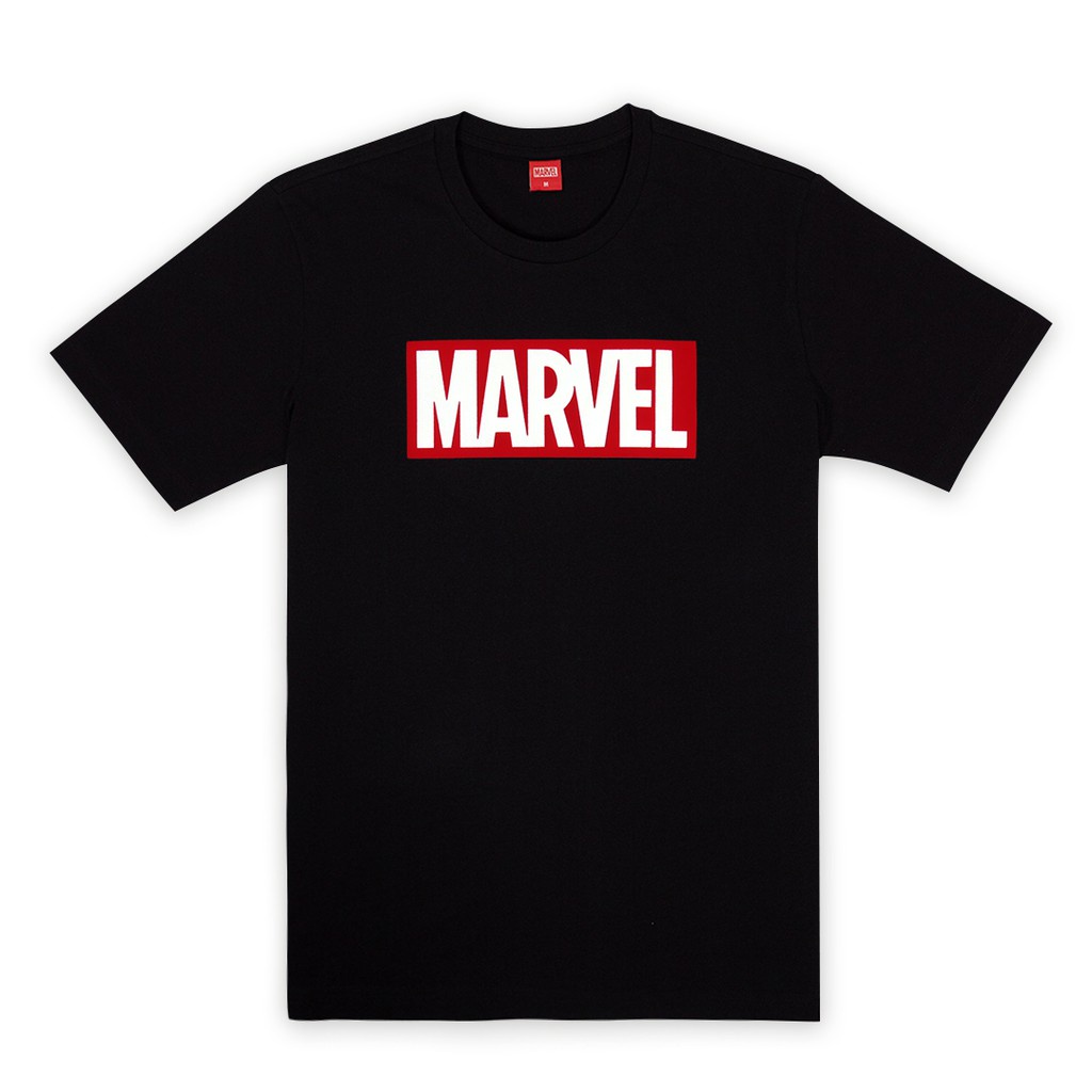 เสื้อยืดครอป-marvel-men-logo-t-shirt-flock-print-เสื้อมาร์เวลผู้ชายพิมพ์กำมะหยี่-สินค้าลิขสิทธ์แท้100-characters