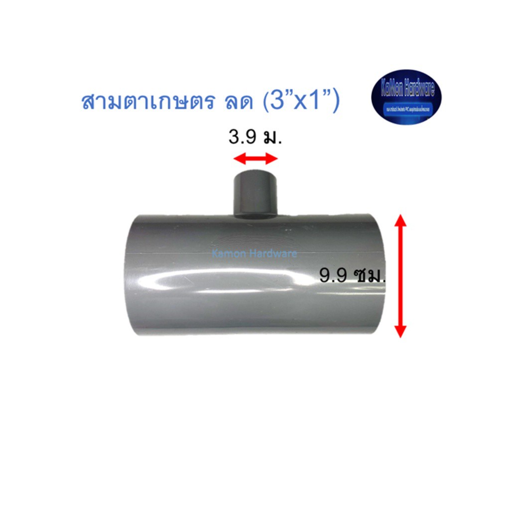 สามตาเกษตร ลด ท่อน้ำไทย (3”x1”) Thai Pipe TS Reducing Tee For