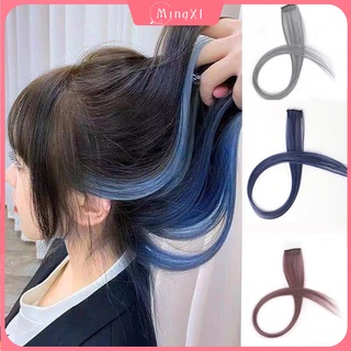 วิกผมย้อมสี แบบแขวนหู แฟชั่น สาว ไร้รอยต่อ วิกผมต่อ ที่มีสีสัน วิกผมยาวตรง คลิปผม สําหรับผู้หญิง