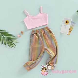 Babygarden- เสื้อกล้ามแขนกุด และกางเกงเลเซอร์ เอวยางยืด สีพื้น สําหรับเด็กผู้หญิง อายุ 1-6 ปี