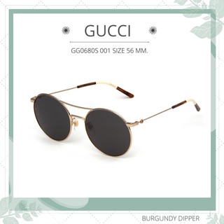แว่นกันแดด GUCCI : GG0680S 001 SIZE 56 MM. (GOLD-GOLD-GREY)