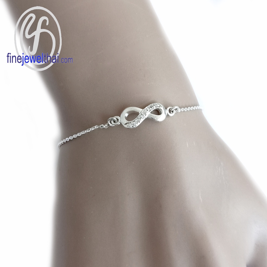 finejewelthai-สร้อยข้อมืออินฟินิตี้-สร้อยข้อมือเงินแท้-สร้อยข้อมือเพชรcz-สร้อยแขน-infinity-silver-brecelet-tch28-1090cz