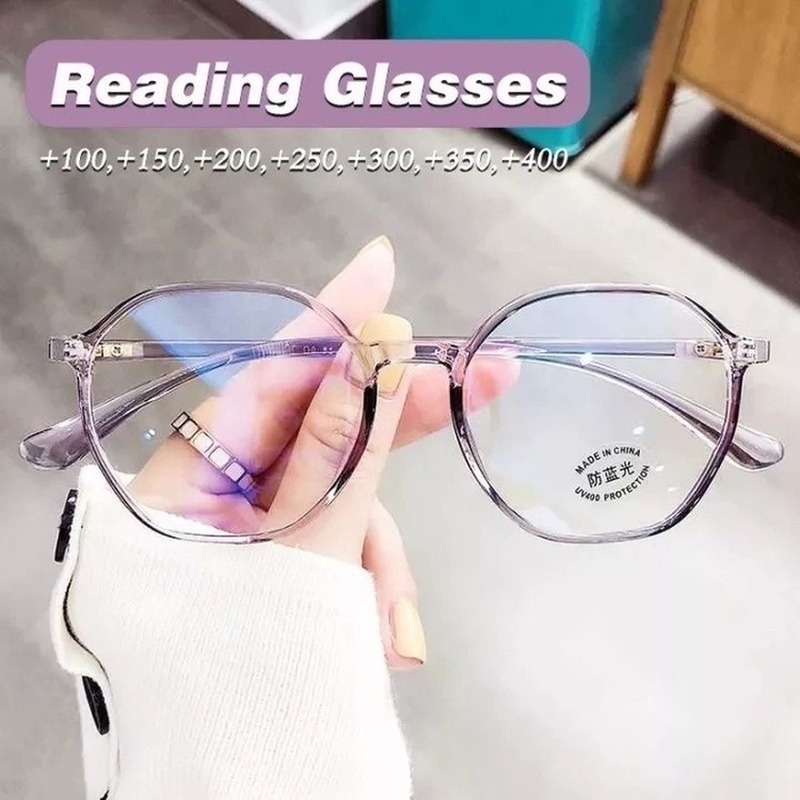 ภาพหน้าปกสินค้าแว่นตาอ่านหนังสือ + จาก 100 ~ + 400 หลายเหลี่ยม สําหรับสายตายาว จากร้าน cdklle.th บน Shopee