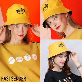 หมวกบักเก็ต หมวกปักลายSmile ใส่ได้2ด้าน by Fastsender