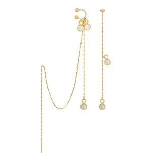 A.CEMI Paragon Moonstone  Earring x Earcuff พลอยแท้ มูนสโตน ต่างหูพลอยแท้ มูนสโตน ต่างหูเงินแท้ ชุบทอง 18K