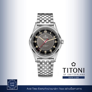 นาฬิกา Titoni Heritage 39mm Anthracite-Black Dial Stainless Bracelet (83019 S-638) Avid Time ของแท้ ประกันศูนย์