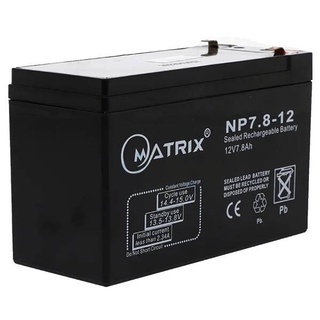 แบตเตอรี่เครื่องสำรองไฟ Battery Ups 12V 7.8Ah Matrix แบตเตอรี่ยูพีเอส แบตเตอรี่เครื่องสำรองไฟแบบแห้ง 12V 7.8Ah