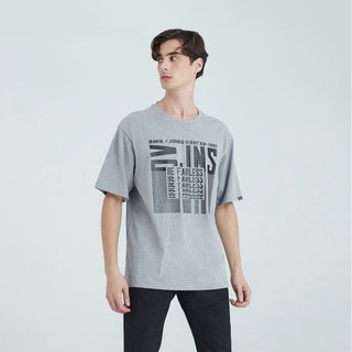 DAVIE JONES เสื้อยืดโอเวอร์ไซส์ พิมพ์ลาย สีเทา สีดำ Graphic Print Oversized T-Shirt in grey black TB0224TD BK