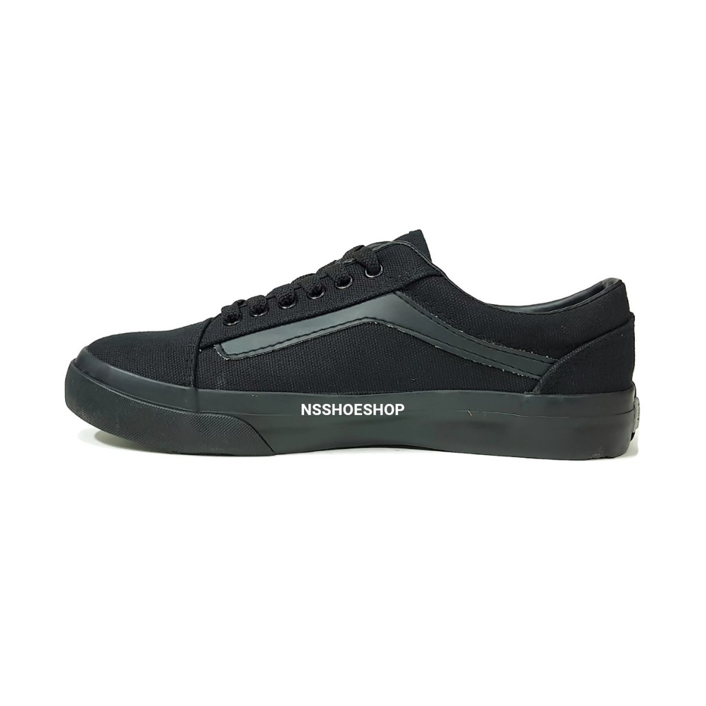 ภาพสินค้ารองเท้าผ้าใบสีดำ Pando by Leo ลีโอ E8 ทรงแวนส์ 37-45 สีดำล้วน รองเท้าผ้าใบ จากร้าน nsshoeshop บน Shopee ภาพที่ 2