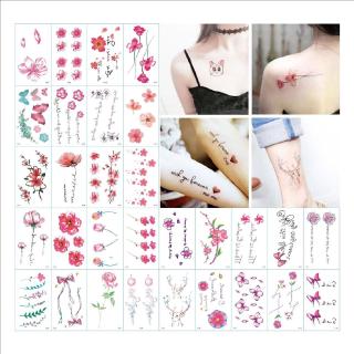 สติกเกอร์รอยสัก กันน้ำ ลายดอกไม้ สำหรับตกแต่งร่างกาย