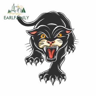 Earlfamily สติกเกอร์ไวนิล ลาย Angry Black Panther กันน้ํา กันรอยขีดข่วน สําหรับติดตกแต่งรถยนต์ 13 ซม. x 10.6 ซม.