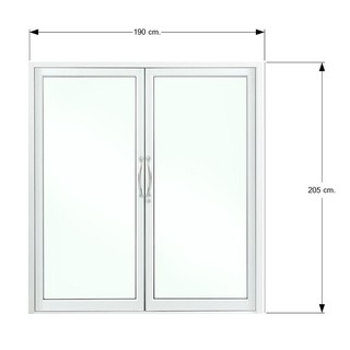 Aluminum door DOUBLE SWING DOOR 3K 190X205CM WHITE Door frame Door window ประตูอลูมิเนียม ประตูAluminum บานสวิงคู่ 3K X-
