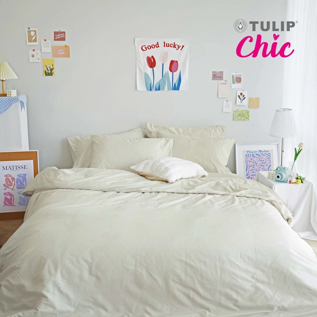 TULIP CHIC รุ่น CHIC M03 ชุดเครื่องนอน ผ้าไมโครพลัส สีพื้นอัดลาย สัมผัสนุ่ม เรียบหรูสไตล์มินิมอล