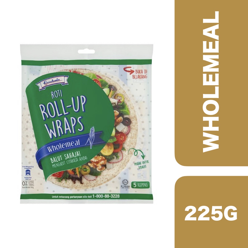 Gardenia Roti Roll-Up Wraps Wholemeal 5 Pieces 225g ++ ++ โรตีโรลอัพแบบ ...