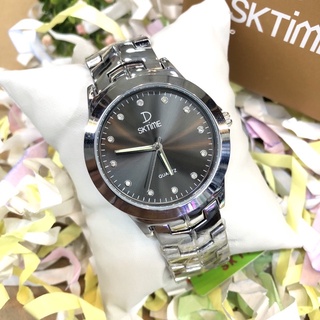 SK-TIME นาฬิกาข้อมือหญิง-ชายQuartz Analog3ATM กันน้ำ ตัวเรือนและสายสแตน3ไมครอน