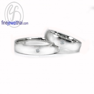 Finejewelthai-แหวนคู่-แหวนเพชร-เพชรสังเคราะห์-แหวนเงินแท้-Couple-Diamond-CZ-Silver-Ring - RC1275cz