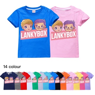 Lankybox เสื้อยืด ผ้าฝ้าย 100% พิมพ์ลายการ์ตูนอนิเมะ แฟชั่นฤดูร้อน สําหรับเด็กวัยหัดเดิน