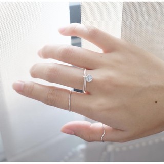 cchershop : แหวนเงินแท้ แหวนคู่ ซ้อนกัน 2 วง พร้อมจี้ห้อย คำว่า love