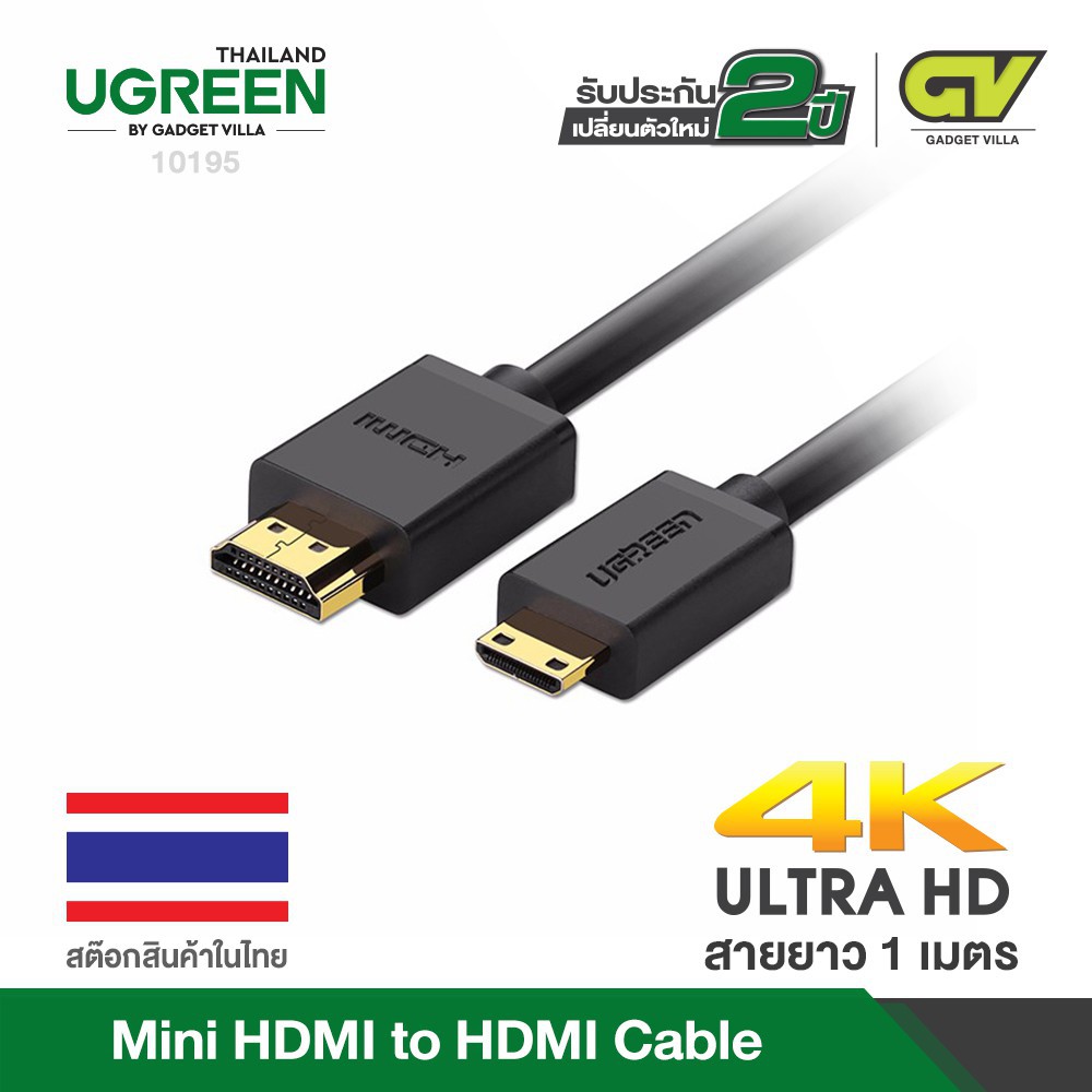 ภาพหน้าปกสินค้าUGREEN รุ่น HD108 สาย Mini HDMI to HDMI รองรับ 4K / 3D หัวต่อชุบทอง สายยาว 1-1.5 เมตร จากร้าน ugreenbygadgetvilla บน Shopee